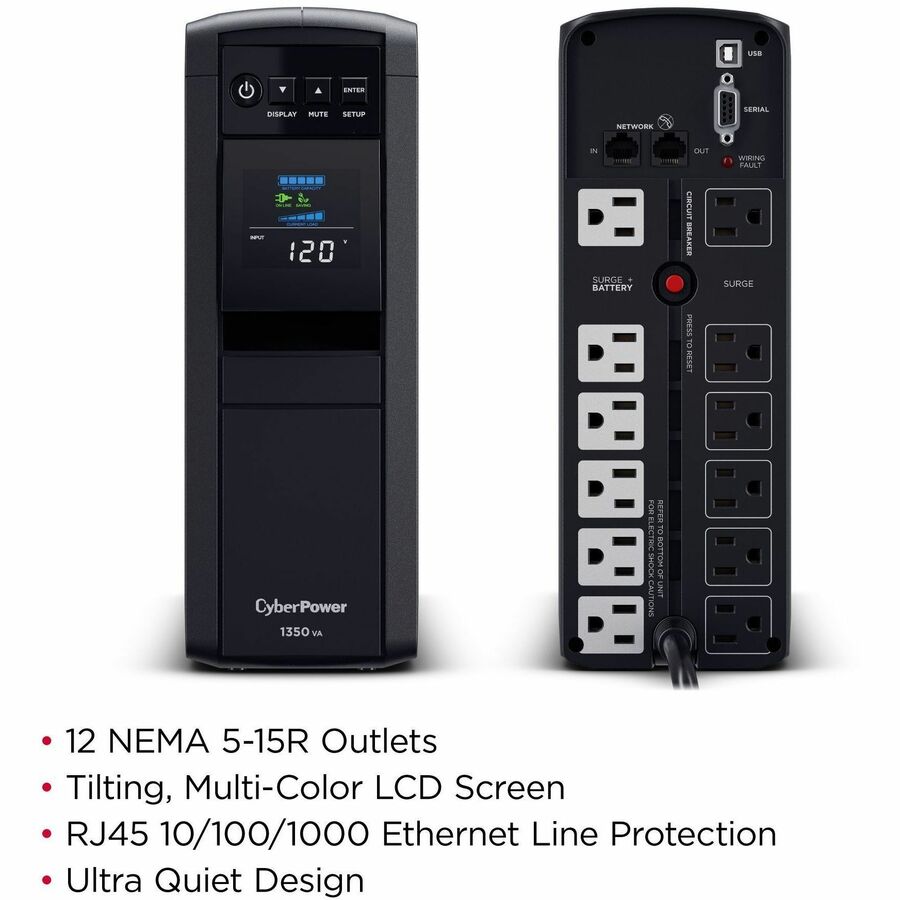 CyberPower CP1350PFCLCD PFC Sinewave UPS Systems CP1350PFCLCD