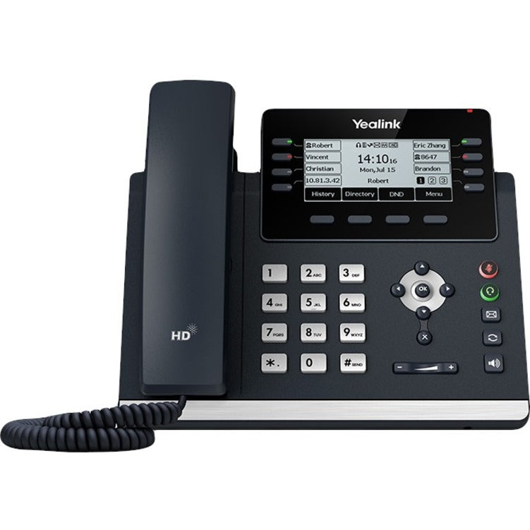 Yealink SIP-T43U IP Phone - Corded - Corded - Wall Mountable, Desktop - Classic Gray 1301202