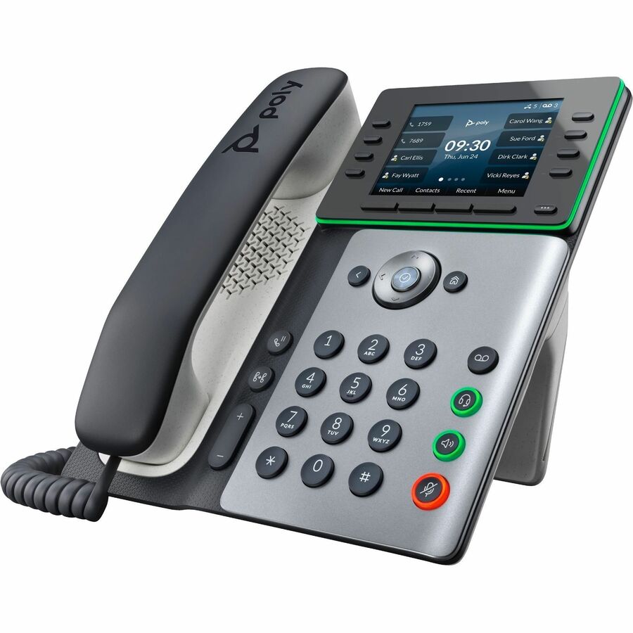 Poly Edge E350 IP Phone - Corded - Corded/Cordless - Wi-Fi, Bluetooth - Desktop, Wall Mountable - Black 82M89AA