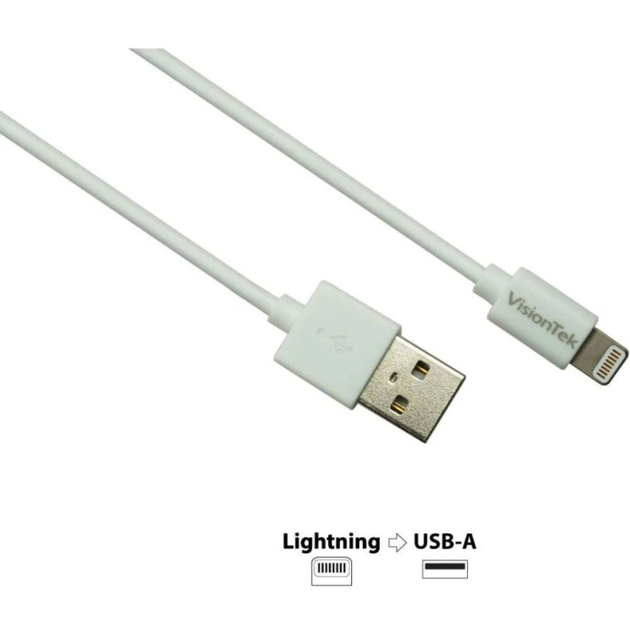 VisionTek Lightning to USB 2 Meter MFI Cable White (M/M) 900863