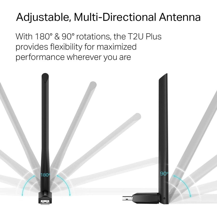 TP-Link Archer T2U Plus - IEEE 802.11ac Dual Band Wi-Fi Adapter for Desktop/Notebook ARCHER T2U PLUS