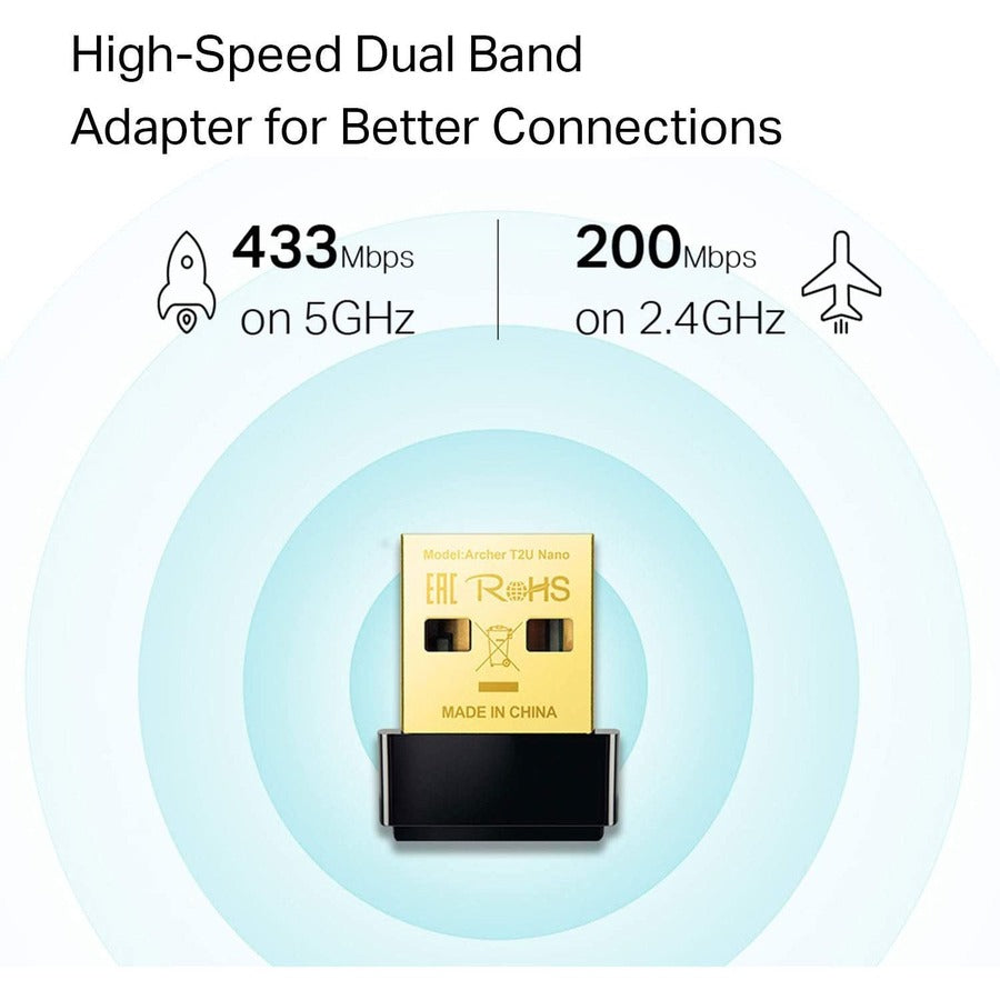 TP-Link Archer T2U Nano - IEEE 802.11ac Dual Band Wi-Fi Adapter for PC Desktop/Notebook ARCHER T2U NANO