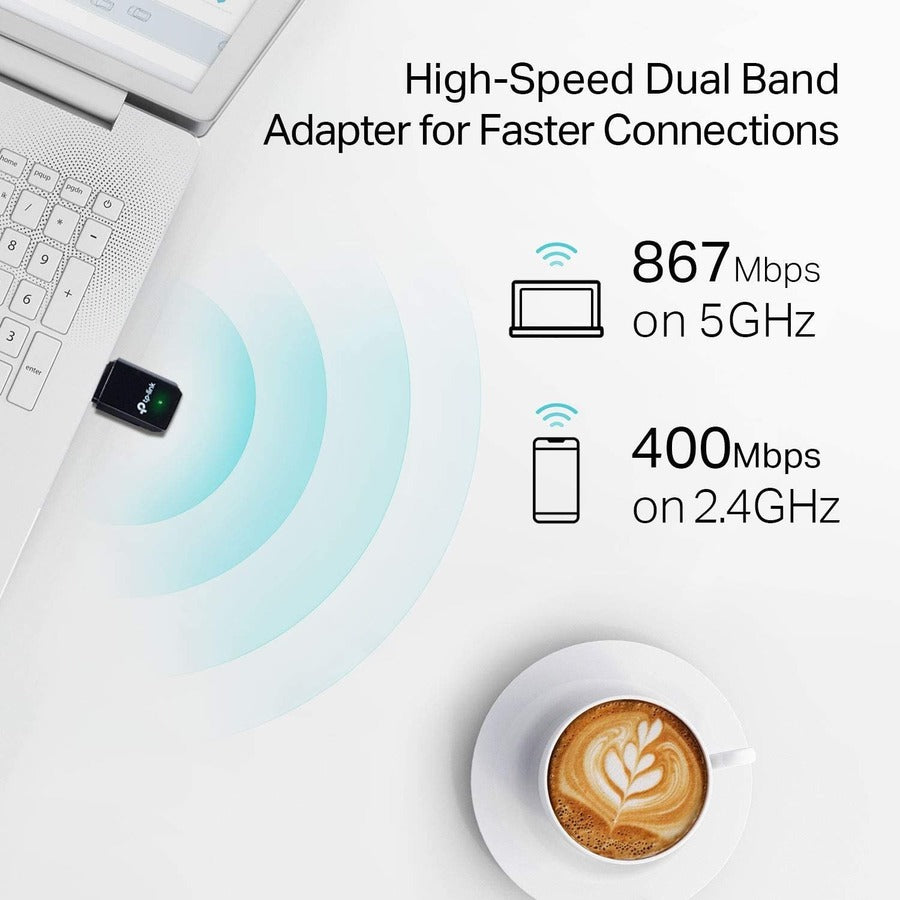 TP-Link Archer T3U - IEEE 802.11ac Dual Band Wi-Fi Adapter for PC Desktop/Notebook Archer T3U