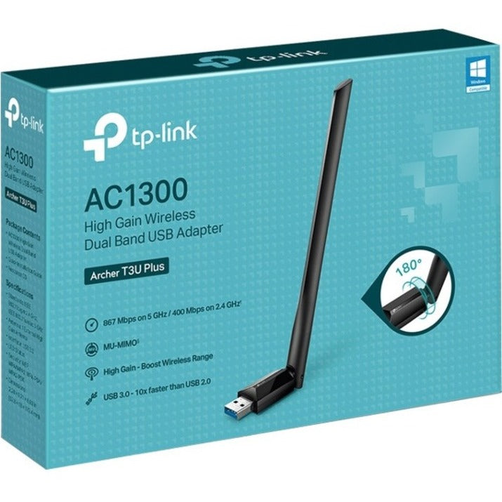 TP-Link Archer T3U Plus - IEEE 802.11ac Dual Band Wi-Fi Adapter for Desktop Computer/Notebook ARCHER T3U PLUS