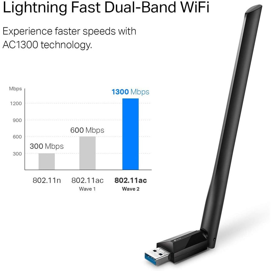 TP-Link Archer T3U Plus - IEEE 802.11ac Dual Band Wi-Fi Adapter for Desktop Computer/Notebook ARCHER T3U PLUS