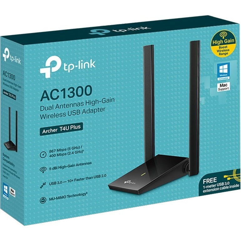 TP-Link Archer T4U Plus - IEEE 802.11ac Dual Band Wi-Fi Adapter for Desktop Computer/Notebook/Wireless Router ARCHER T4U PLUS