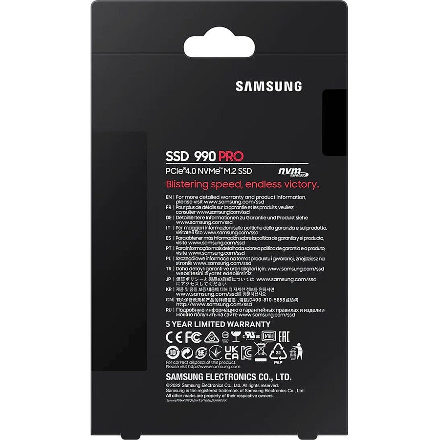 Samsung 990 PRO MZ-V9P2T0B/AM 2 TB Solid State Drive - M.2 2280 Internal - PCI Express NVMe (PCI Express NVMe 4.0 x4) MZ-V9P2T0B/AM