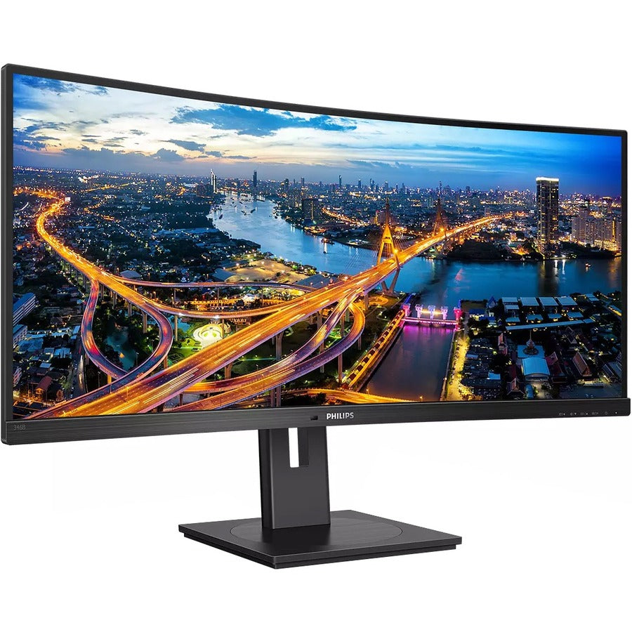 Philips Ultrawide 346B1C 34" Class WQHD Curved Screen LCD Monitor - 21:9 - Textured Black 346B1C