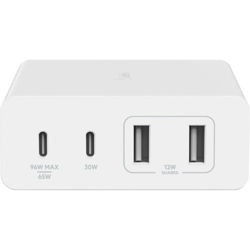 Belkin 108W 4-Port GaN Charger - 2xUSB-A, 2xUSB-C (108W Total) - 2m/6.6ft Power Cord - White WCH010DQWH