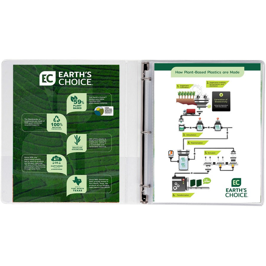 Samsill Plant-Based .5" View Binder, 3 Ring Binder, Round Ring, Customizable, White, 6 Pack (I08917) I08917