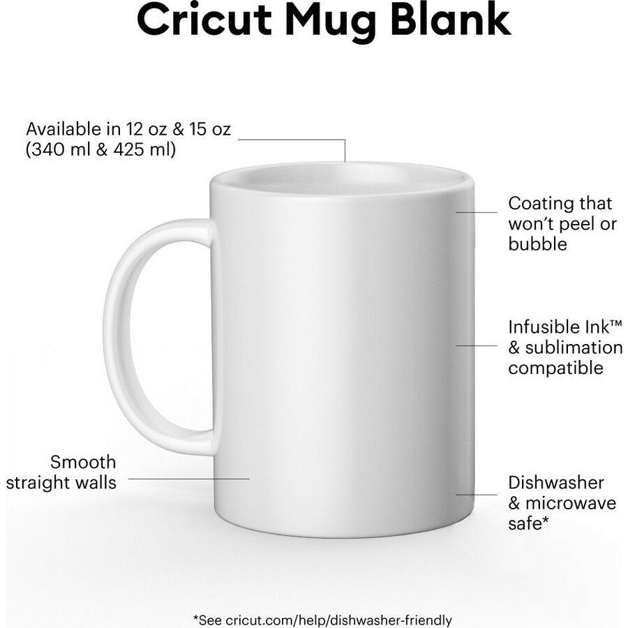 cricut Ceramic Mug Blank, White - 12 oz/340 ml (2 ct) 2007821