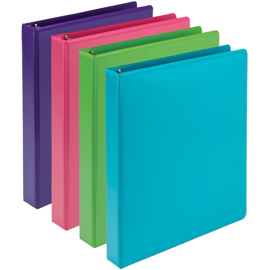 Samsill Plant-Based Durable 1 Inch 3 Ring Binders, Made in the USA, Fashion Clear View Binders, Up to 25% Plant-Based Plastic, Assorted 4 Pack (MP48639) MP48639