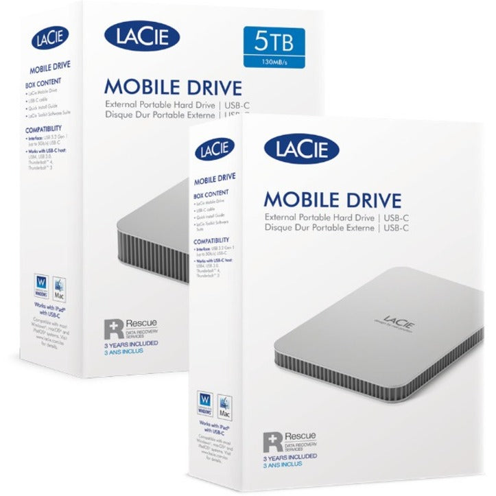 LaCie Mobile Drive Secure STLR5000400 5 TB Portable Hard Drive - 2.5" External - Space Gray STLR5000400