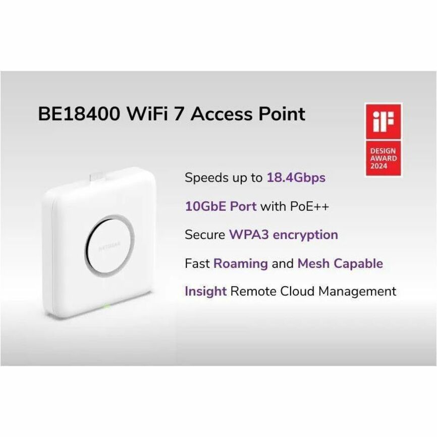 Netgear WBE750 Tri Band IEEE 802.11 a/b/g/n/ac/ax/be 18.40 Gbit/s Wireless Access Point WBE750-100NAS