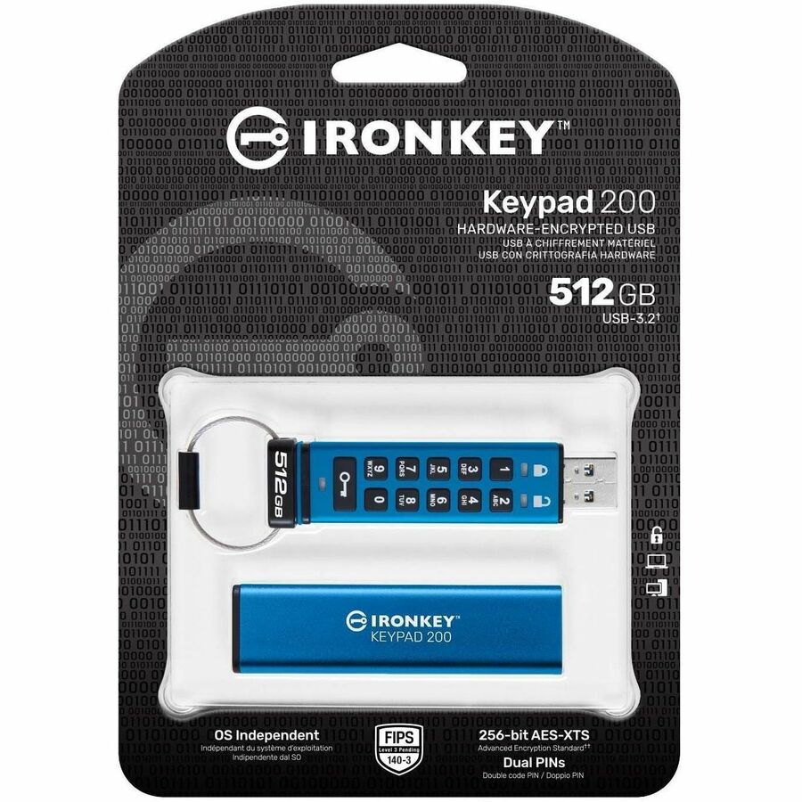 IronKey Keypad 200 512GB USB 3.2 (Gen 1) Type A Flash Drive IKKP200/512GB