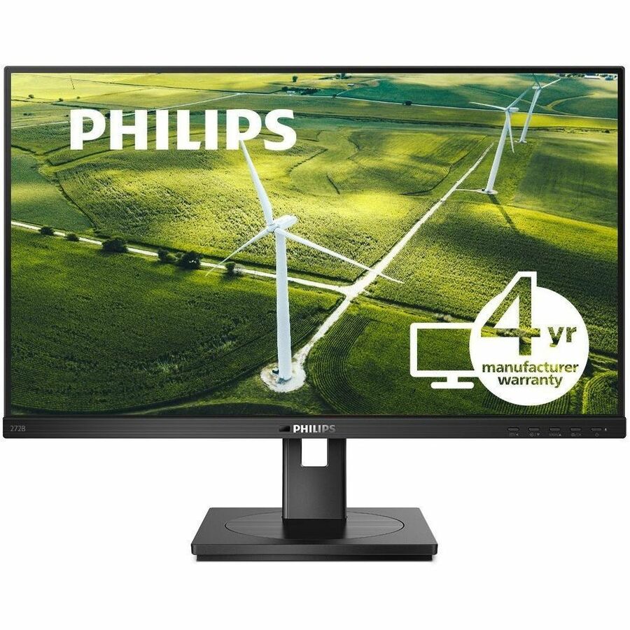 PHILIPS 272B1G - 27 inch Monitor, LED, FHD, VGA, DVI, HDMI, DP, USB-Hub, EPEAT, 4 Year Manufacturer Warranty - 27" 272B1G