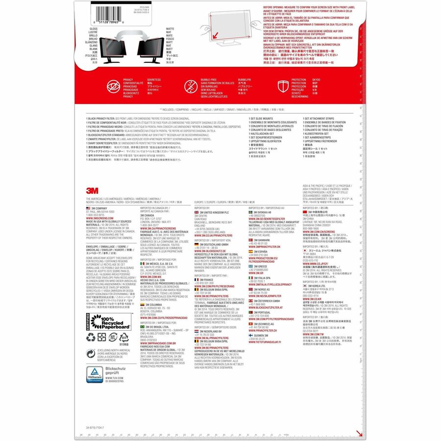 3M&trade; Privacy Filter for 23in Monitor, 16:9, PF230W9B PF230W9B