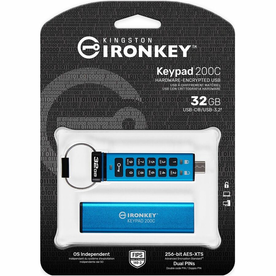 IronKey FIPS 140-3 Level 3 (Pending) Certified Keypad Drive IKKP200C/32GB