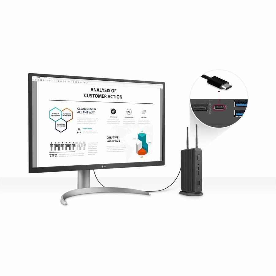 LG CQ601W-BP Desktop Thin Client - Intel Pentium N6005 Quad-core (4 Core) 2 GHz - Charcoal Gray CQ601W-BP