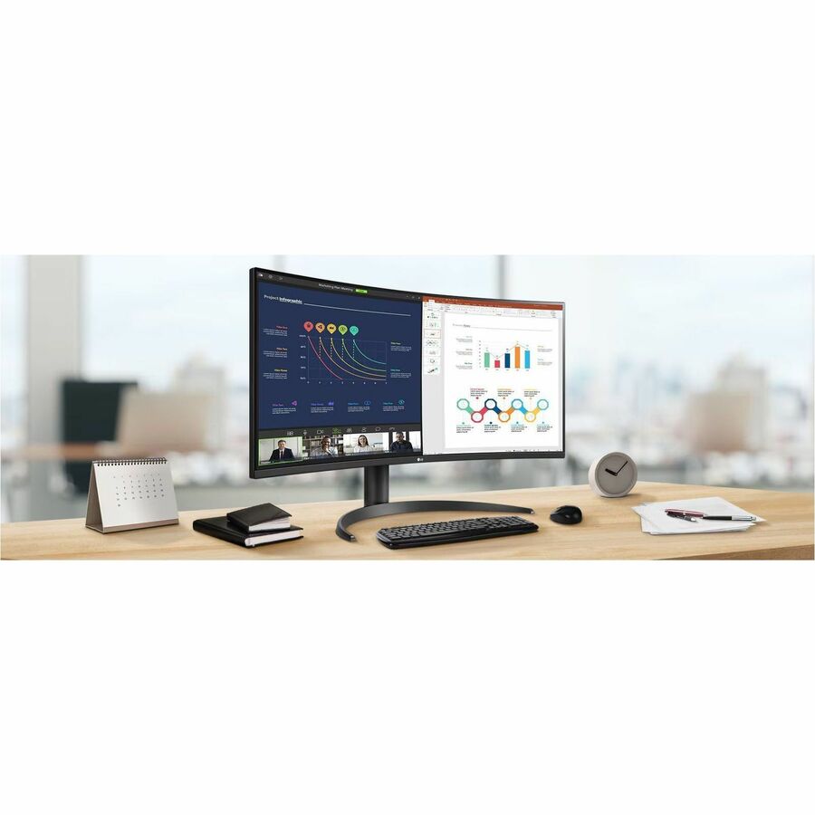 LG Ultrawide 34BR55QC-B 34" Class WQHD Curved Screen LCD Monitor - 21:9 - Textured Black 34BR55QC-B