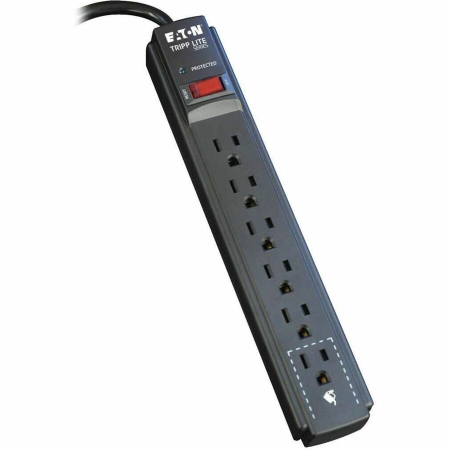 Eaton Tripp Lite Series Protect It! 6-Outlet Surge Protector, 6 ft. Cord, 790 Joules, Diagnostic LED, Black Housing TLP606B