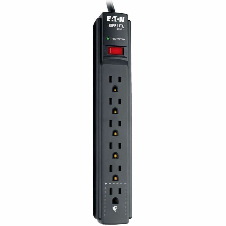 Eaton Tripp Lite Series Protect It! 6-Outlet Surge Protector, 6 ft. Cord, 790 Joules, Diagnostic LED, Black Housing TLP606B