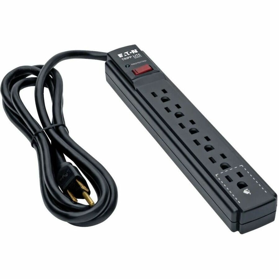 Eaton Tripp Lite Series Protect It! 6-Outlet Surge Protector, 6 ft. Cord, 790 Joules, Diagnostic LED, Black Housing TLP606B