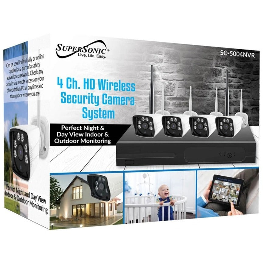 Supersonic Wireless Security Camera System with 4x FHD Indoor/Outdoor Cameras SC-5004NVR