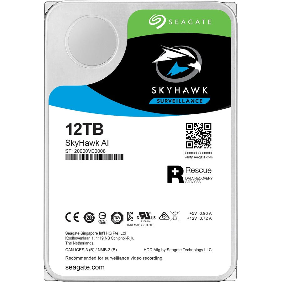 Seagate SkyHawk AI ST12000VE001 12 TB Hard Drive - 3.5" Internal - SATA (SATA/600) ST12000VE001