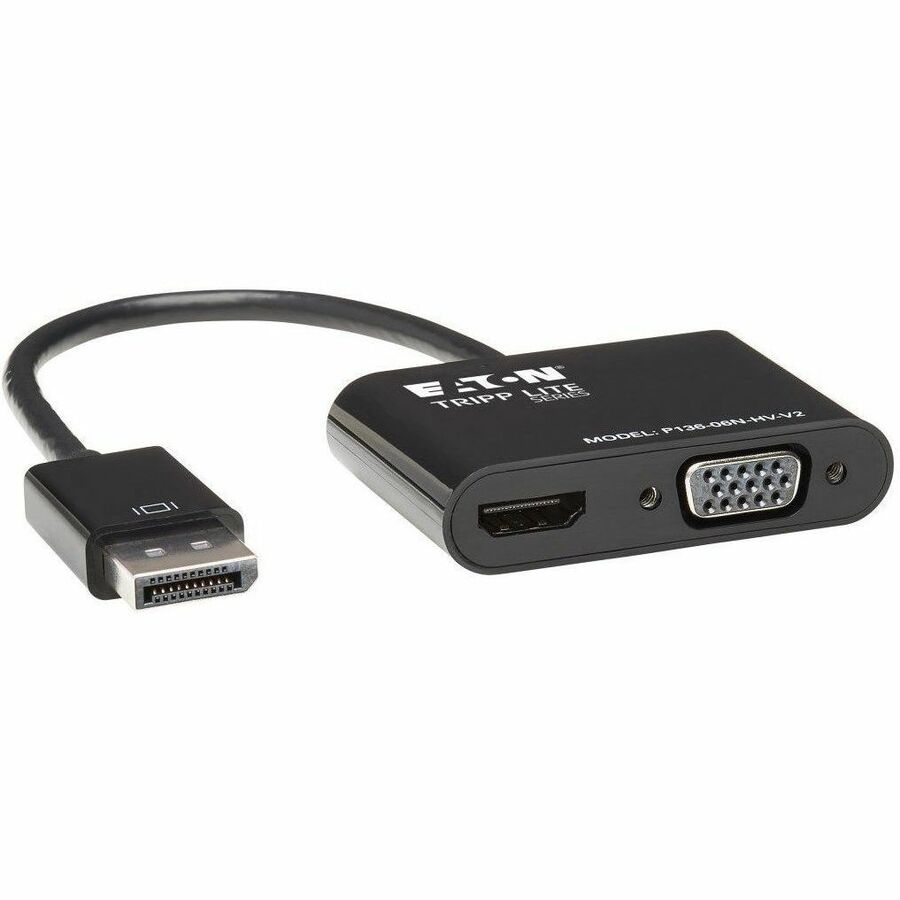 Eaton Tripp Lite Series DisplayPort to VGA/HDMI All-in-One Converter Adapter, DP ver 1.2, 4K 30 Hz HDMI P136-06N-HV-V2