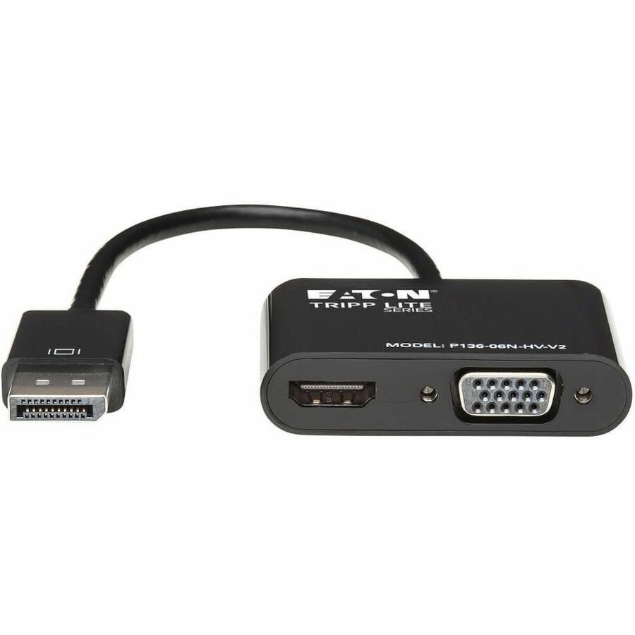 Eaton Tripp Lite Series DisplayPort to VGA/HDMI All-in-One Converter Adapter, DP ver 1.2, 4K 30 Hz HDMI P136-06N-HV-V2