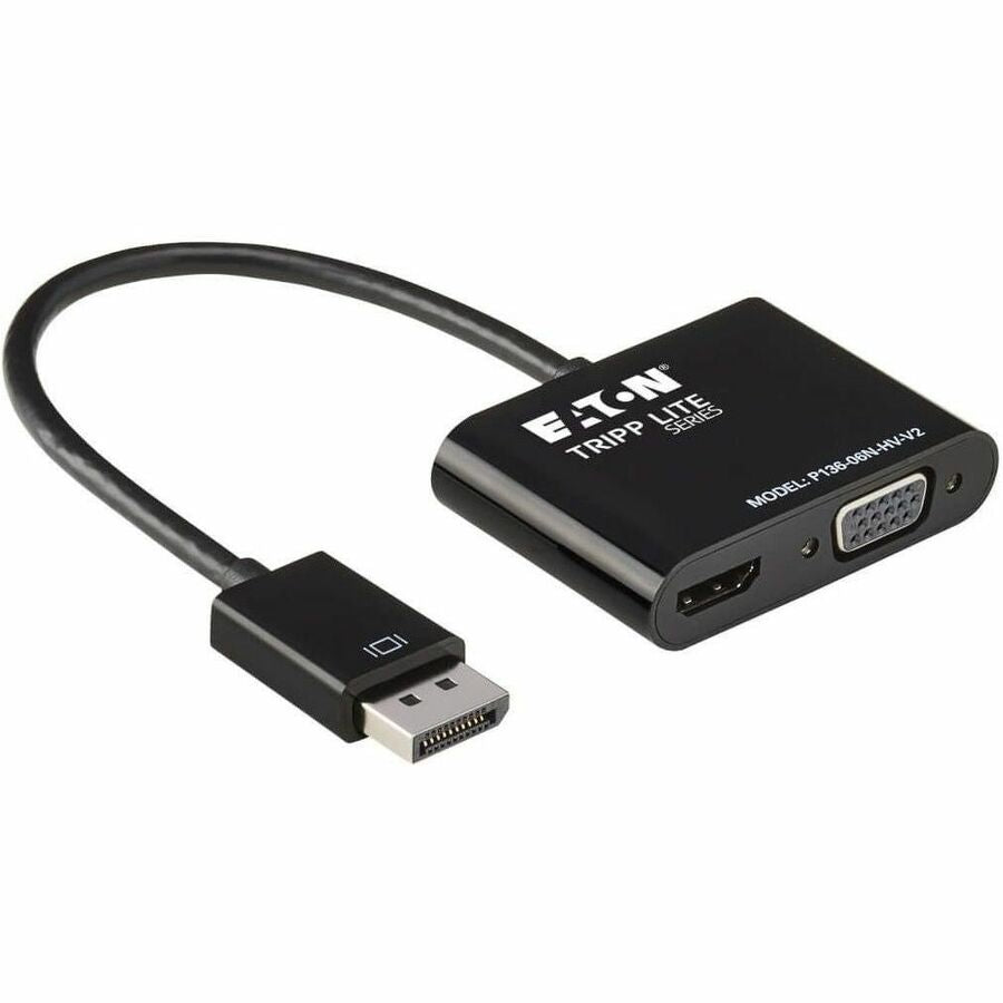 Eaton Tripp Lite Series DisplayPort to VGA/HDMI All-in-One Converter Adapter, DP ver 1.2, 4K 30 Hz HDMI P136-06N-HV-V2