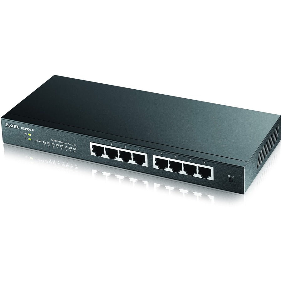 ZyXEL GS1900-8 Fanless 8 Port GbE L2 Web Managed Desktop Switch GS1900-8