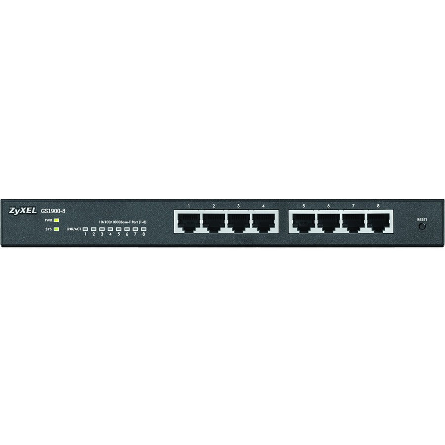 ZyXEL GS1900-8 Fanless 8 Port GbE L2 Web Managed Desktop Switch GS1900-8