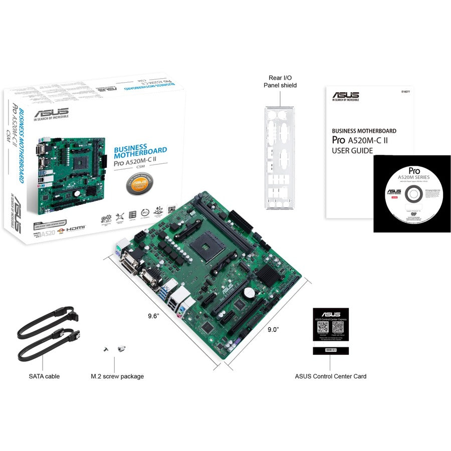 Asus A520M-C II/CSM Desktop Motherboard - AMD A520 Chipset - Socket AM4 - Micro ATX PRO A520M-C II/CSM