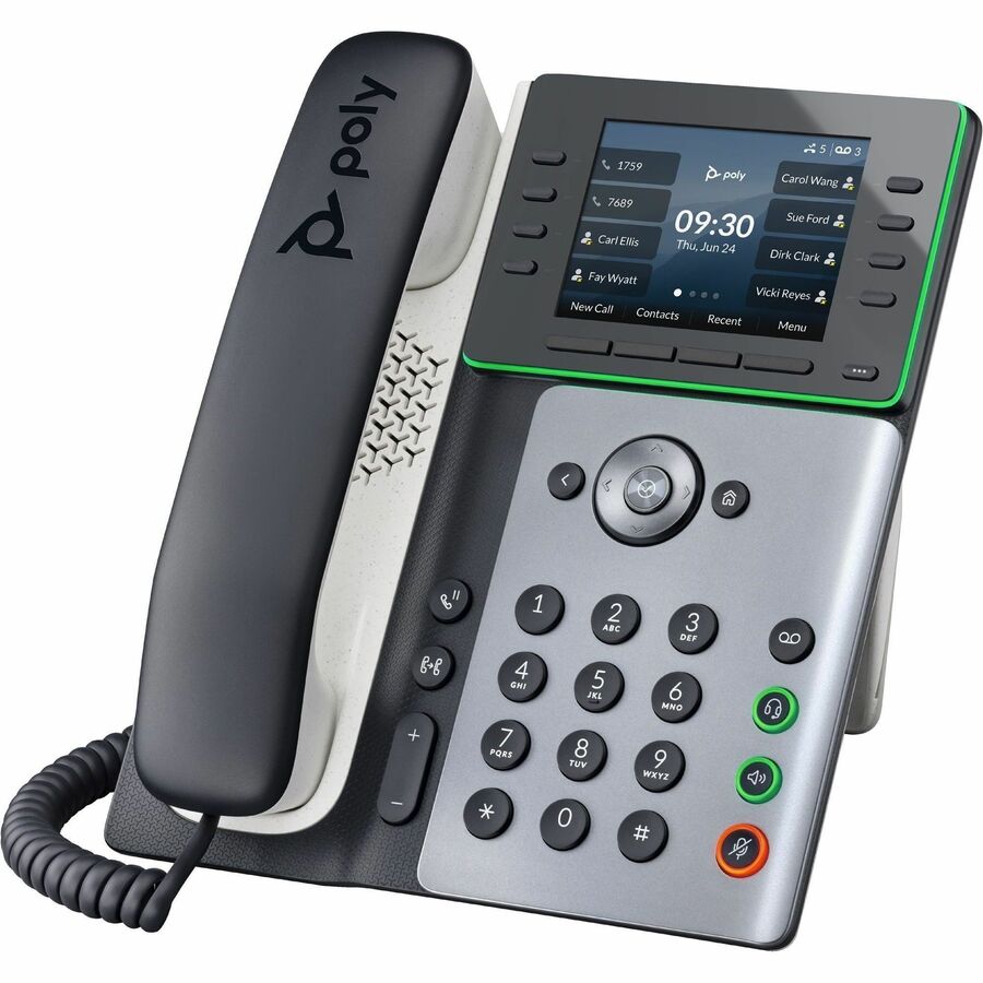 Poly Edge E350 IP Phone - Corded - Corded/Cordless - Wi-Fi, Bluetooth - Desktop, Wall Mountable - Black - TAA Compliant 82M89AA