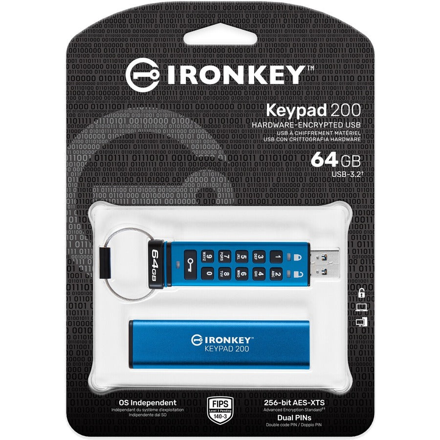 IronKey Keypad 200 64GB USB 3.2 (Gen 1) Type A Flash Drive IKKP200/64GB