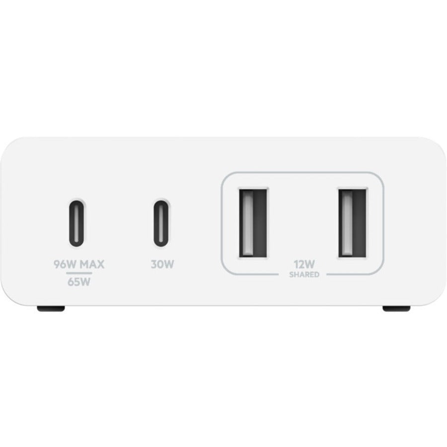 Belkin 108W 4-Port GaN Charger - 2xUSB-A, 2xUSB-C (108W Total) - 2m/6.6ft Power Cord - White WCH010DQWH