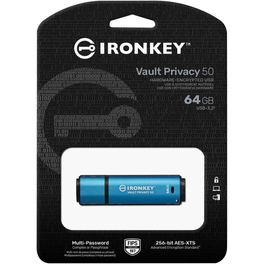 IronKey Vault Privacy 50 Series 64GB USB 3.2 (Gen 1) Type A Flash Drive IKVP50/64GB