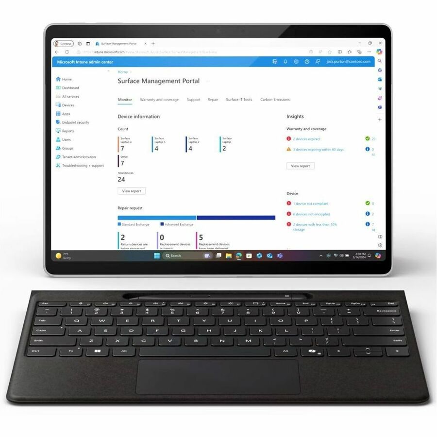 Microsoft Surface Pro 11 Tablet - 13" - Qualcomm Snapdragon X Elite - 16 GB - 512 GB SSD - Windows 11 Pro - Platinum ZIN-00001