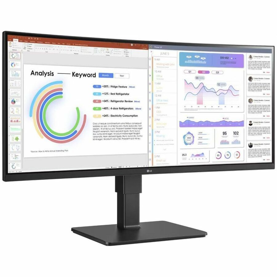 LG Ultrawide 34BQ77QE-B 34" Class UW-QHD Curved Screen LED Monitor - 21:9 - Textured Black 34BQ77QE-B