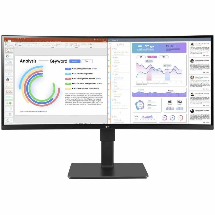 LG Ultrawide 34BQ77QE-B 34" Class UW-QHD Curved Screen LED Monitor - 21:9 - Textured Black 34BQ77QE-B