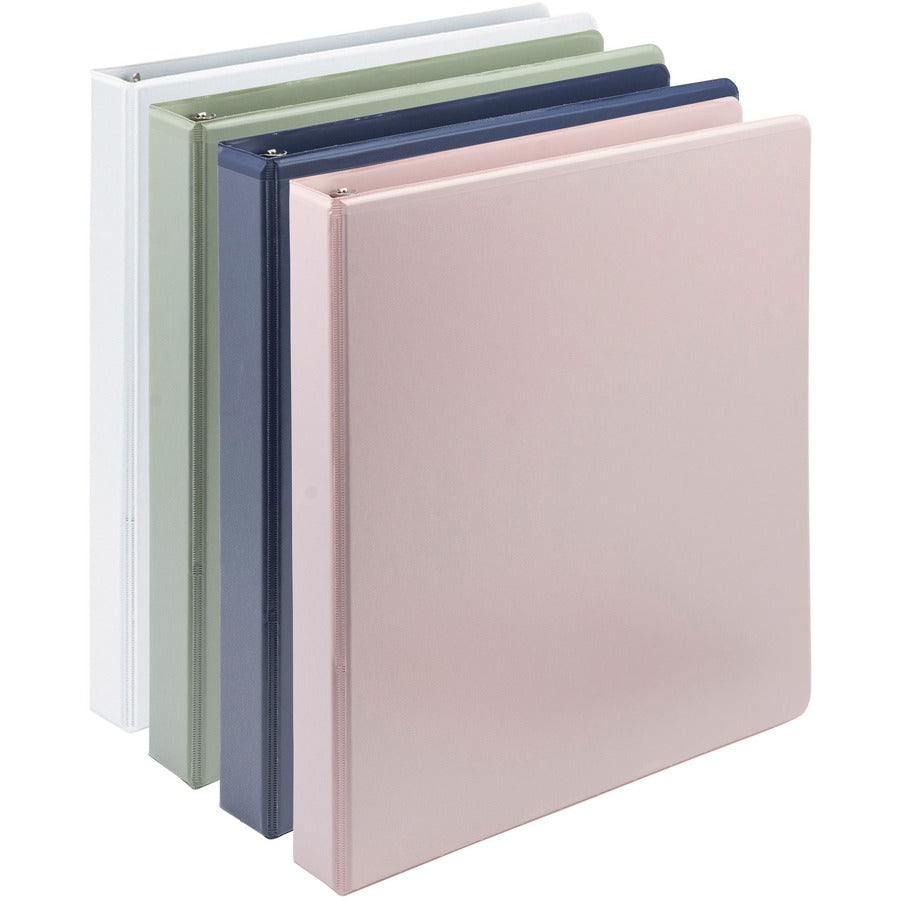 Samsill Plant-Based Durable 1 Inch 3 Ring Binders, Made in the USA, Fashion Clear View Binders, Up to 25% Plant-Based Plastic, Assorted, 4 Pack (MP46939) MP46939