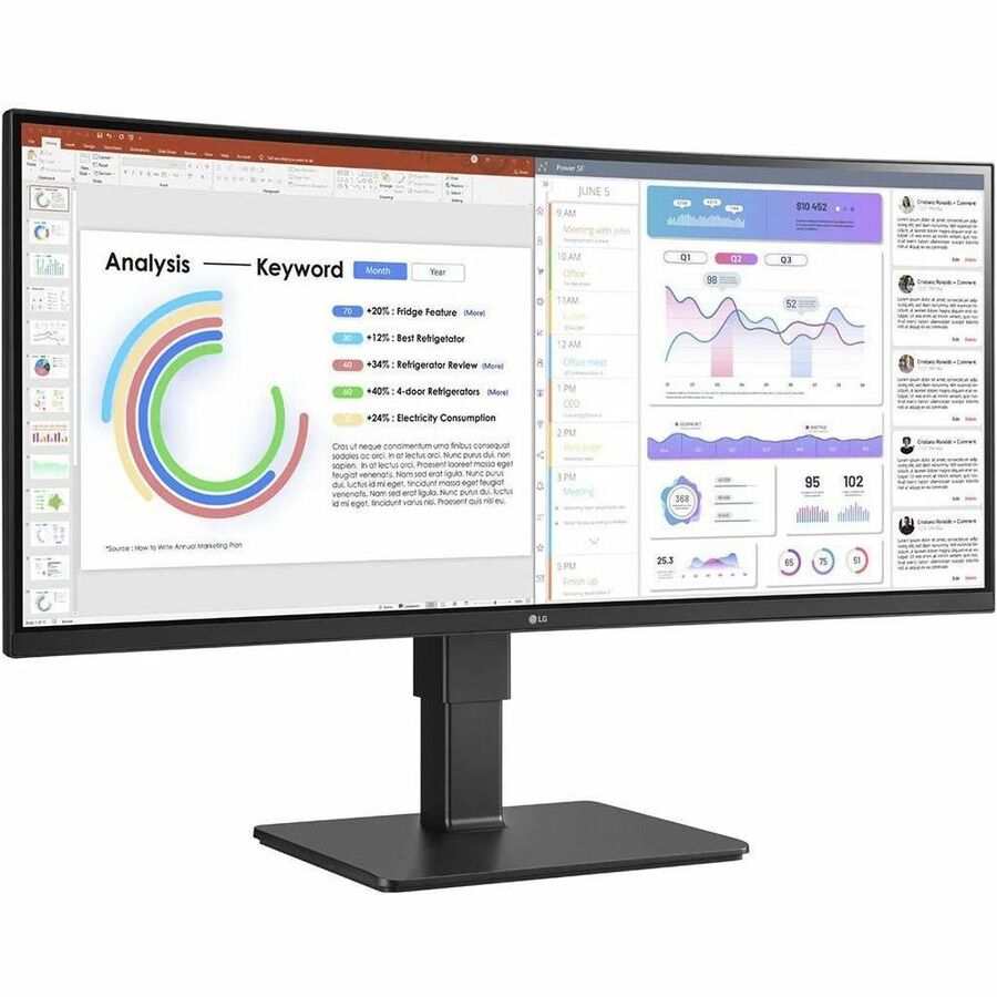 LG Ultrawide 34BQ77QC-B 34" Class Webcam WQHD Curved Screen LCD Monitor - 21:9 - Textured Black 34BQ77QC-B