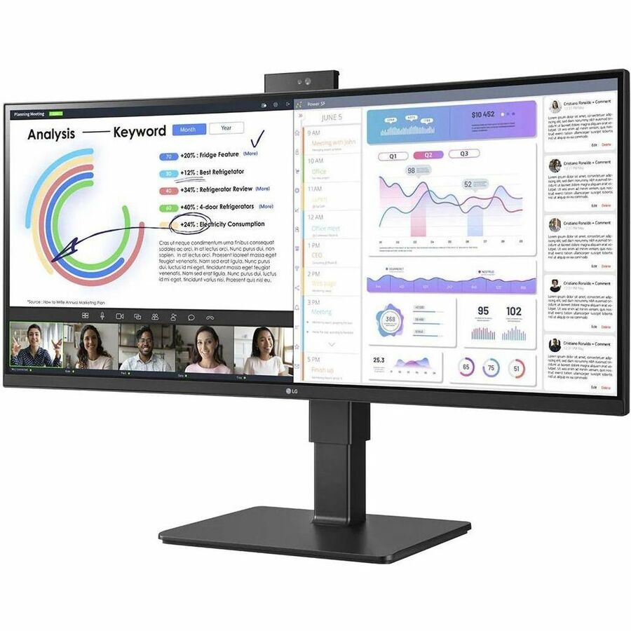 LG Ultrawide 34BQ77QC-B 34" Class Webcam WQHD Curved Screen LCD Monitor - 21:9 - Textured Black 34BQ77QC-B