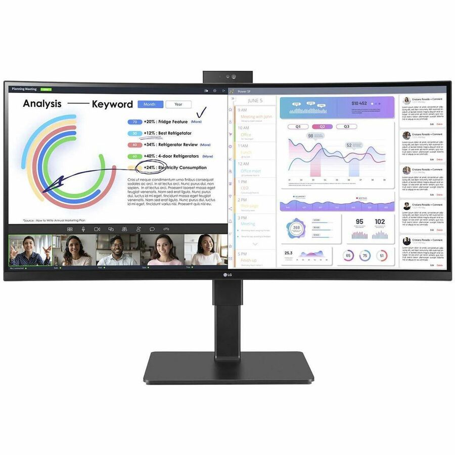 LG Ultrawide 34BQ77QC-B 34" Class Webcam WQHD Curved Screen LCD Monitor - 21:9 - Textured Black 34BQ77QC-B