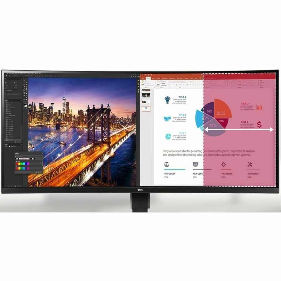 LG Ultrawide 34BQ77QC-B 34" Class Webcam WQHD Curved Screen LCD Monitor - 21:9 - Textured Black 34BQ77QC-B