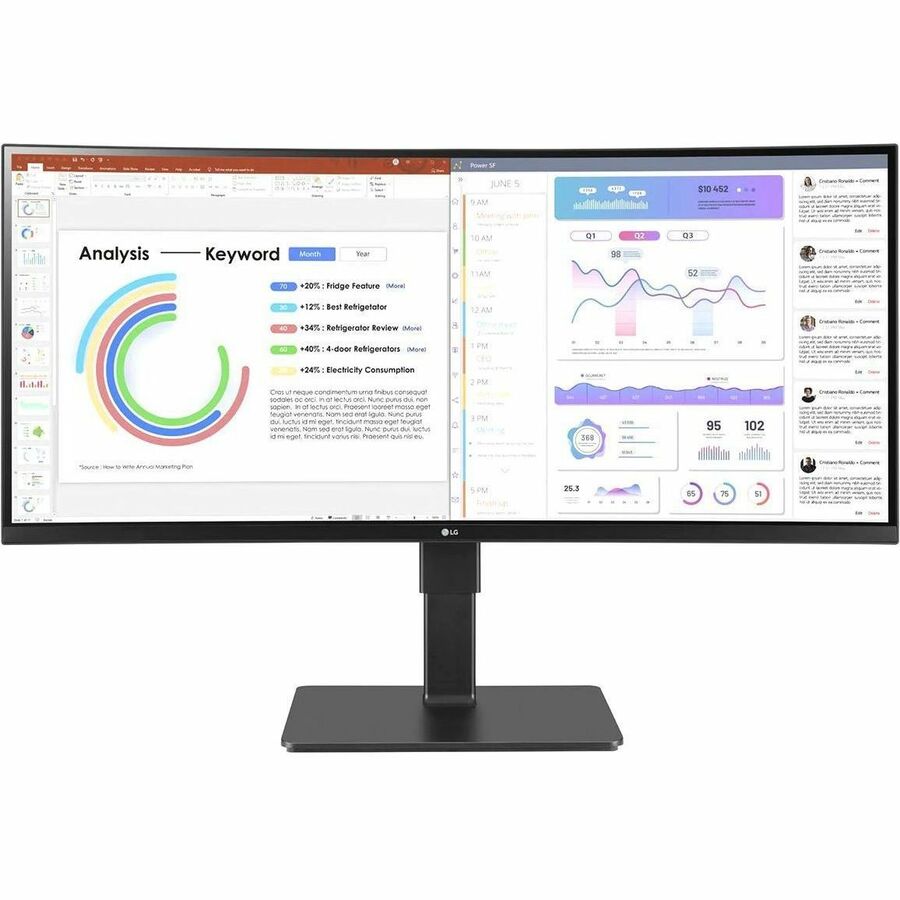 LG Ultrawide 34BQ77QC-B 34" Class Webcam WQHD Curved Screen LCD Monitor - 21:9 - Textured Black 34BQ77QC-B