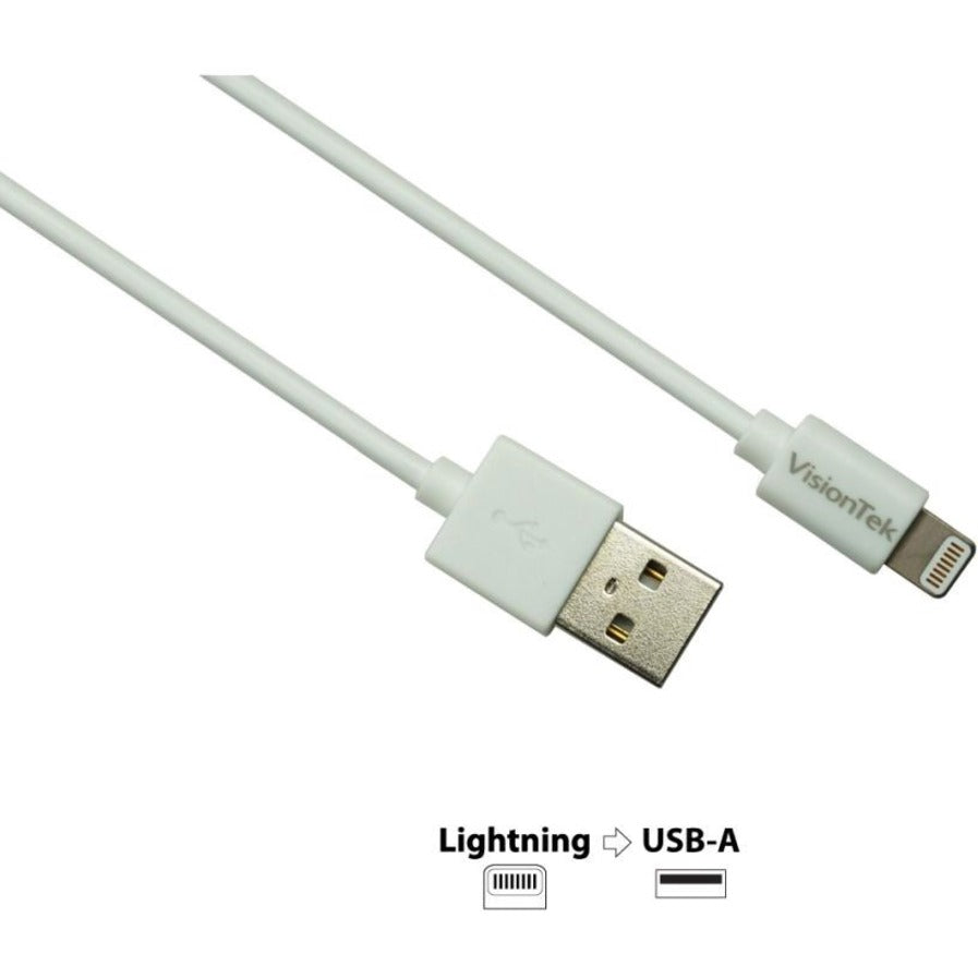 VisionTek Lightning to USB 1 Meter MFI Cable White (M/M) 900862