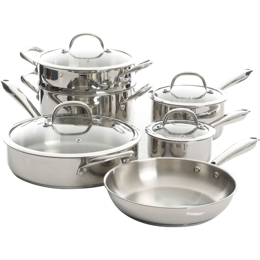 Gibson Devon 10 Piece Cookware Set, Stainless Steel 126379.10